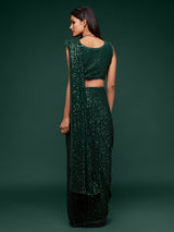 Imperial deep green festive drape saree