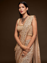 Graceful ivory embroidered reception wear saree
