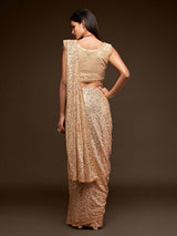Graceful ivory embroidered reception wear saree