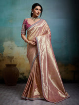 Regal light pink banarasi drape saree