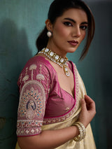 Majestic light yellow festive drape saree