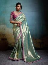 Opulent blue banarasi reception wear saree