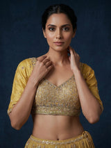 Mustard yellow festive wedding lehenga choli