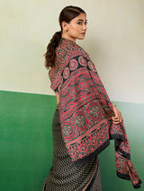 Graceful black ajrakh designer saree
