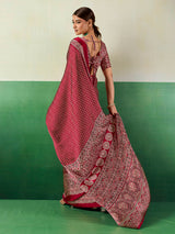 Royal maroon ajrakh festive saree