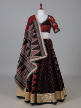 Black printed festive lehenga choli