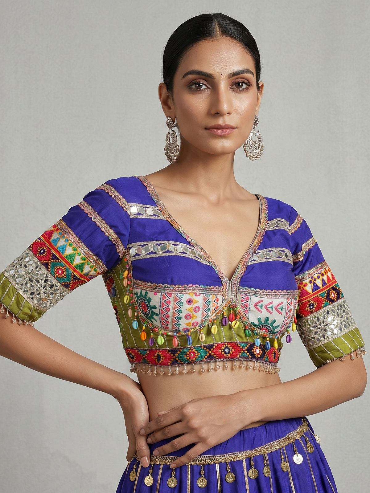Royal blue garba festive lehenga choli