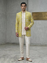 Lime yellow festive Indo western outfit
