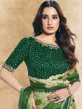 Grand green abstract festive saree