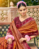 Golden mustard festive drape saree