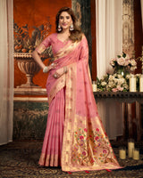 Rosy light pink festive saree