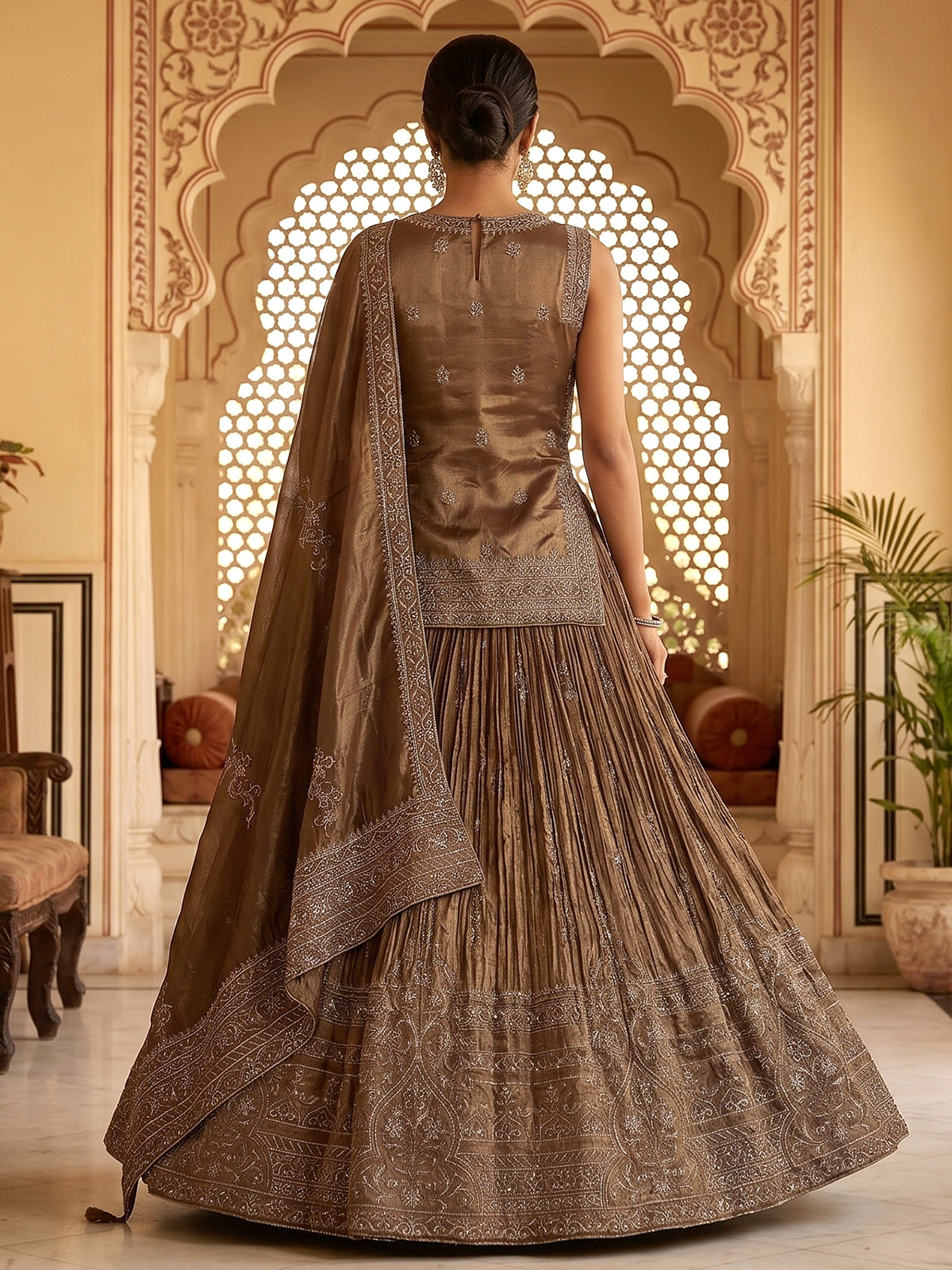Bronze brown regal silk lehenga choli