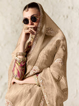 Refined beige embellished digital saree