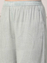 Green pastel floral printed high low kurti charm