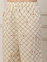 Beige heritage print palazzo festive ensemble