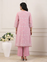 Blush pink printed chanderi festive sophistication