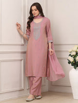 Pink sequin embellished straight fit festive elegance