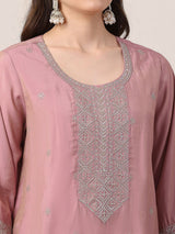 Pink sequin embellished straight fit festive elegance