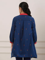 Navy blue geometric floral tunic style kurti