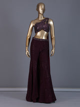 Deep wine Indo western palazzo suit