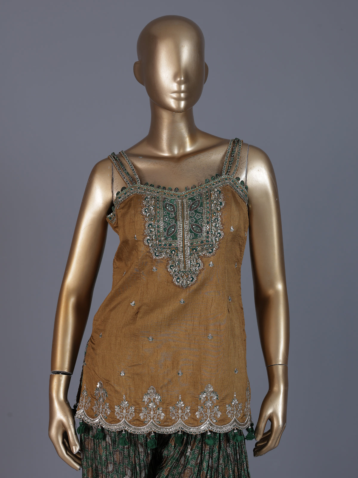 Mustard green festive palazzo suit