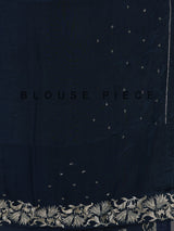 Navy blue silk reception saree