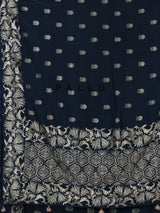 Navy blue silk reception saree