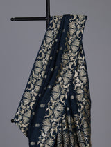 Navy blue silk reception saree