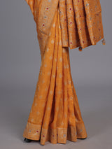 Turmeric yellow silk festive saree