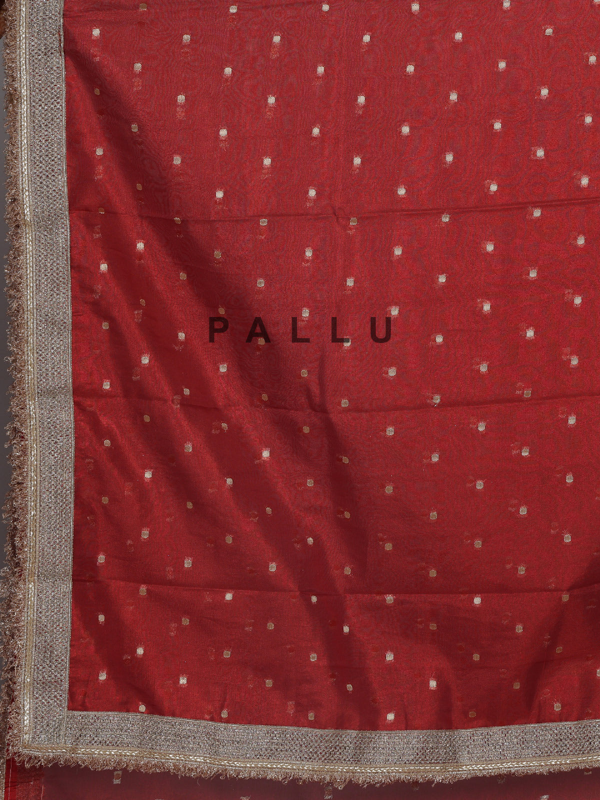 Red zari woven semi soft tissue festive saree