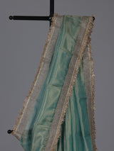 Blue woven elegance festive semi soft tissue saree