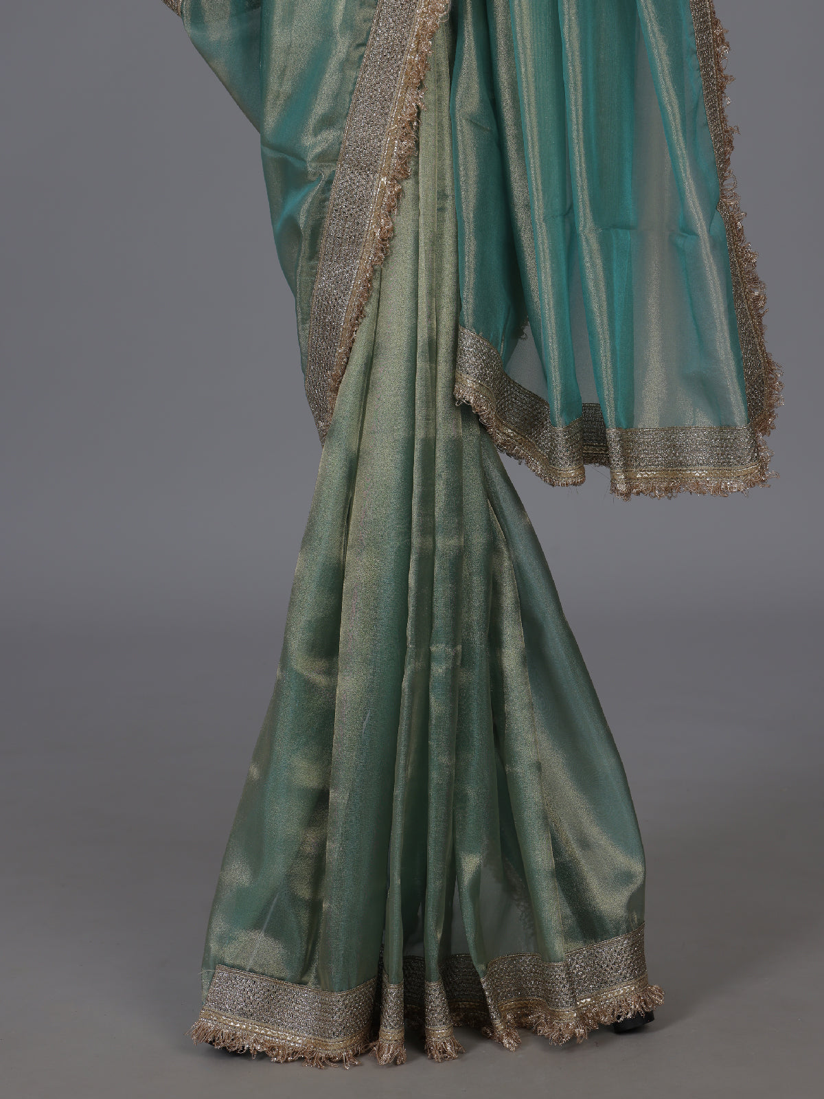 Blue woven elegance festive semi soft tissue saree