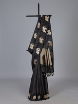 Black regal ambari zari woven raw silk saree
