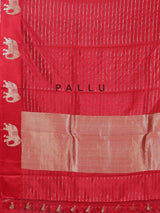 Red royal elephant motif raw silk festive saree