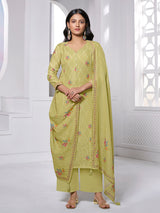 Green blooming booti festive cotton kurti statement