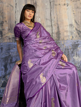Lavender dreamy zari woven festive saree elegance