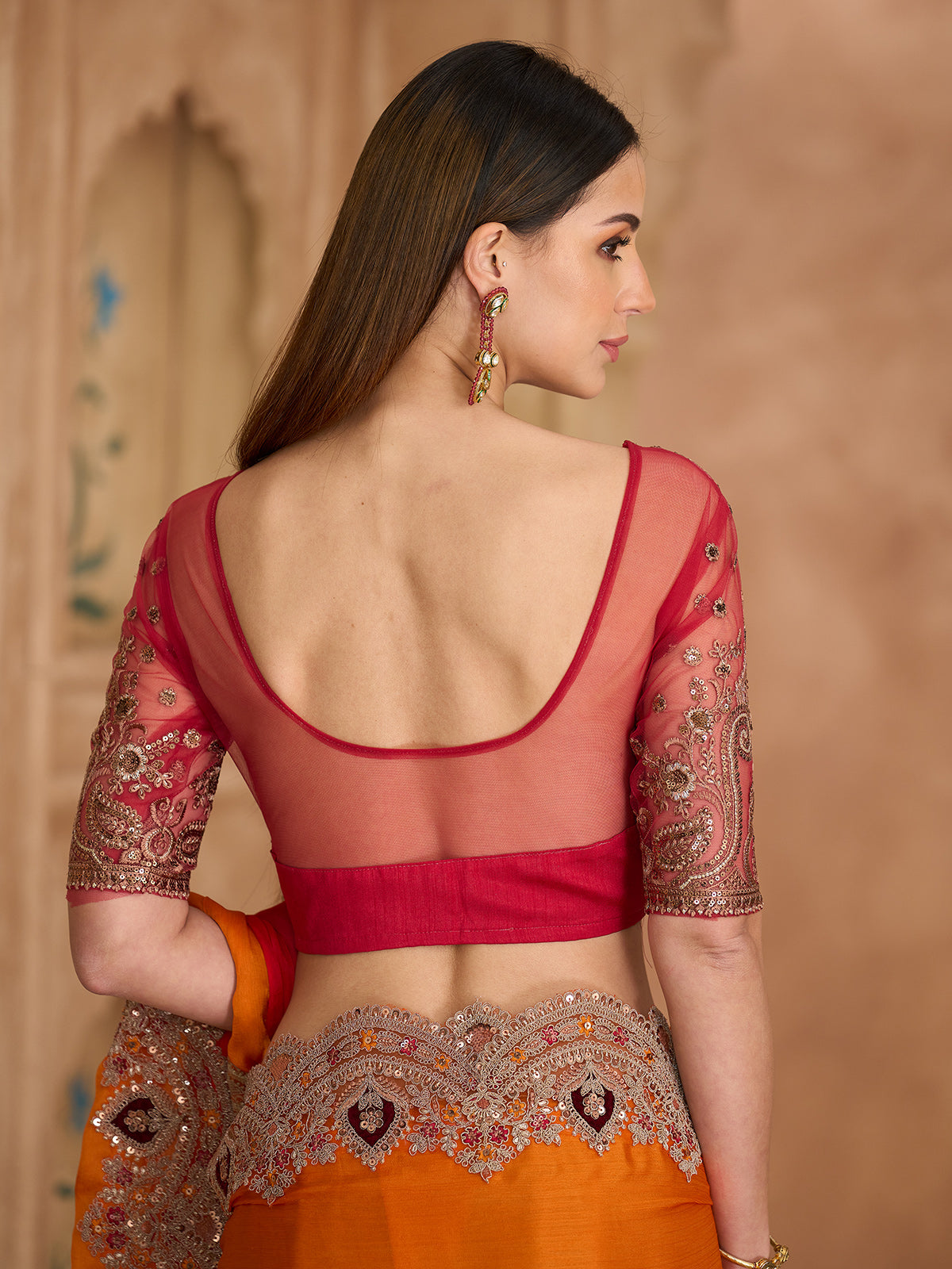 Yellow radiant shaded chiffon festive saree elegance