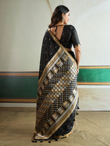 Black regal zari woven festive saree elegance
