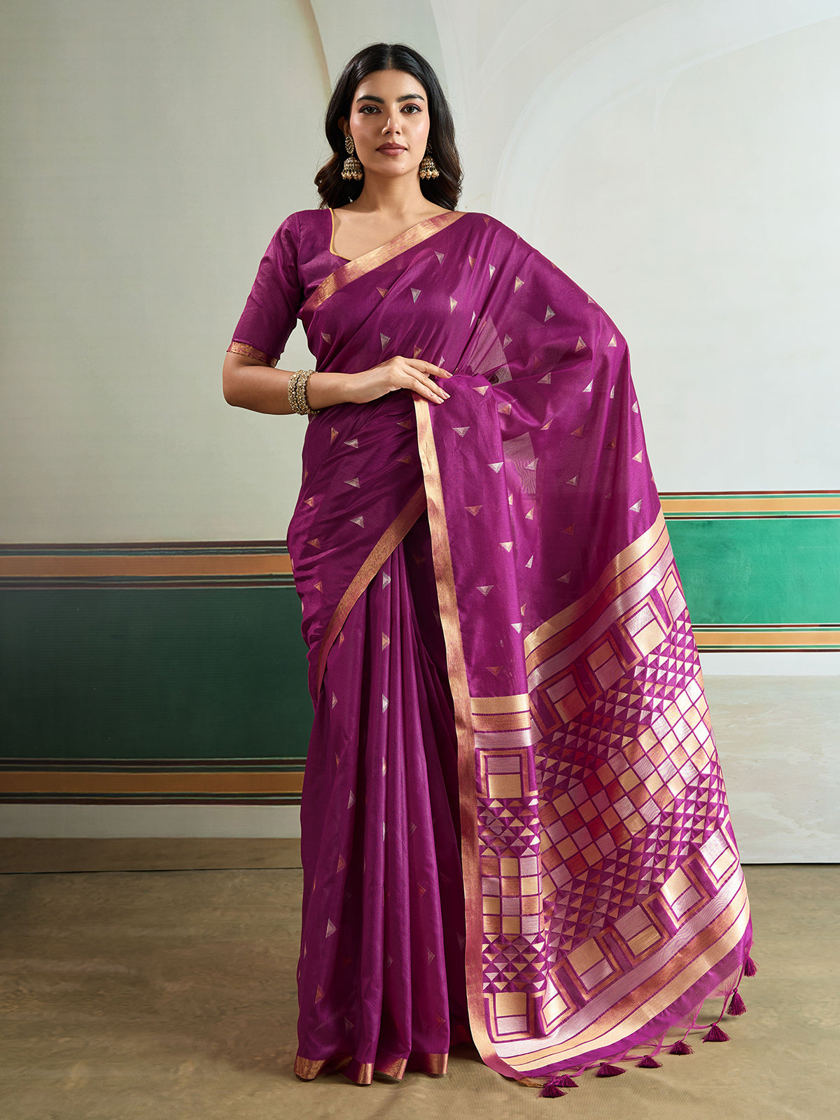 Purple royal handcrafted festive saree statement beauty