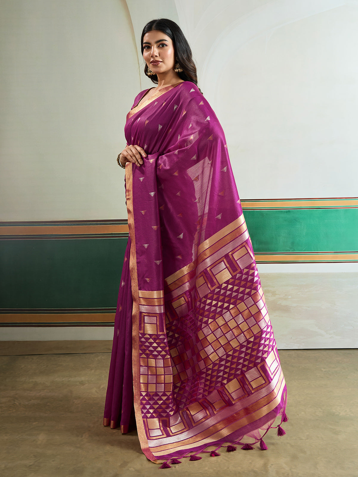 Purple royal handcrafted festive saree statement beauty