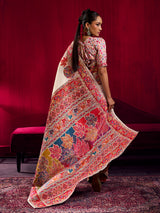 White graceful woven elegance festive saree glamour