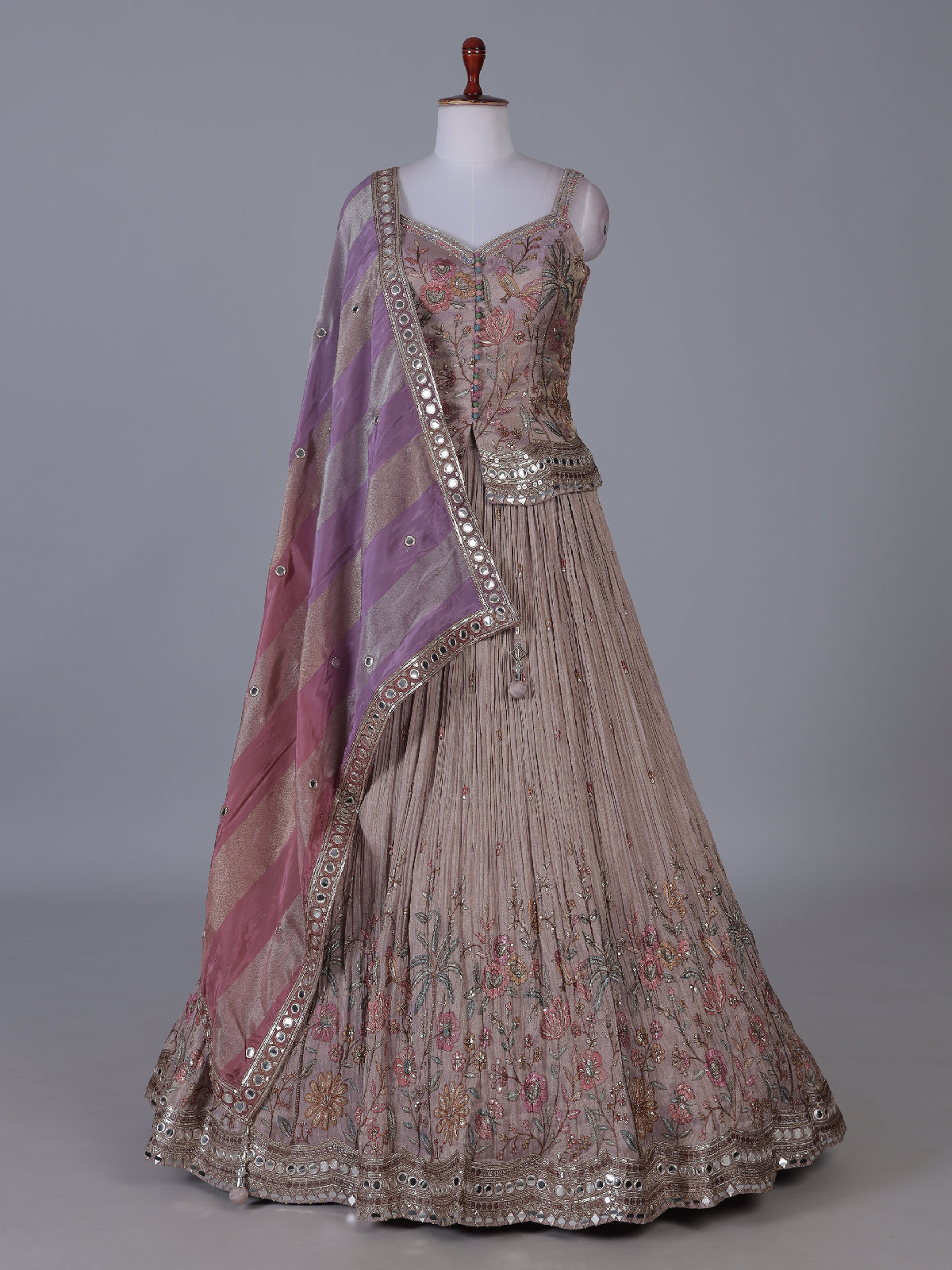 Light purple floral peplum lehenga graceful romance