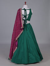 Green bandhani grace lehenga with mirror elegance