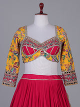 Rani pink mirror magic lehenga with elegance