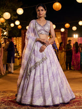 Purple festive sparkle lehenga with mirror detailing