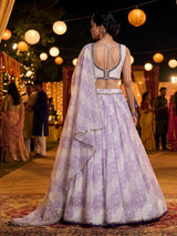 Purple festive sparkle lehenga with mirror detailing
