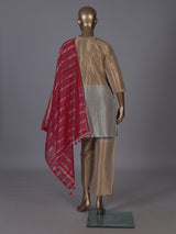 Gold and beige silk salwar suit with embroidery