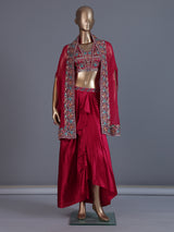 Magenta runway glamour indo western suit