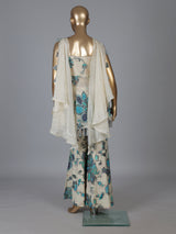 Ivory crepe georgette party wear sharara suit