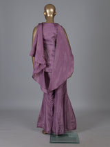 Pink silk palazzo suit with sequin work
